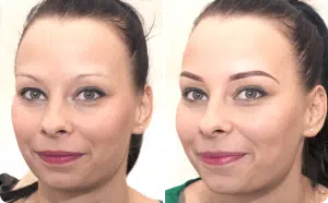 szemöldöktetoválás előtt és után a Patkós Alexandra Excusive Beauty szalonban