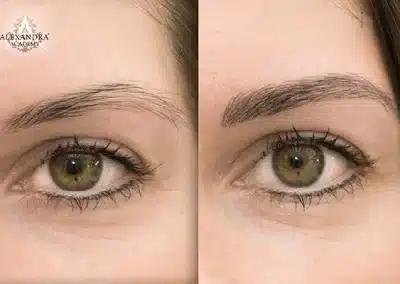Artistry szemöldöktetoválás előtt és után a Patkós Alexandra Exclusive Beauty szalonban