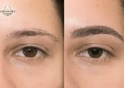 Artistry szemöldöktetoválás előtt és után a Patkós Alexandra Exclusive Beauty szalonban