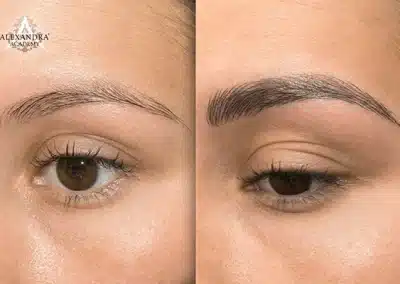 Artistry szemöldöktetoválás előtt és után a Patkós Alexandra Exclusive Beauty szalonban