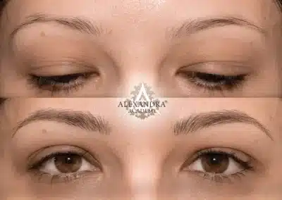 Artistry szemöldöktetoválás előtt és után a Patkós Alexandra Exclusive Beauty szalonban