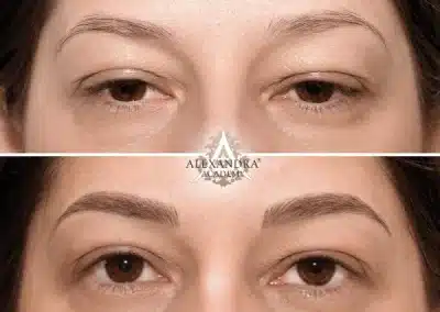 Artistry szemöldöktetoválás előtt és után a Patkós Alexandra Exclusive Beauty szalonban